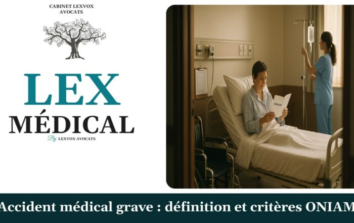 Accident médical grave : définition et critères ONIAM — cabinet LEXVOX Avocats, Nîmes