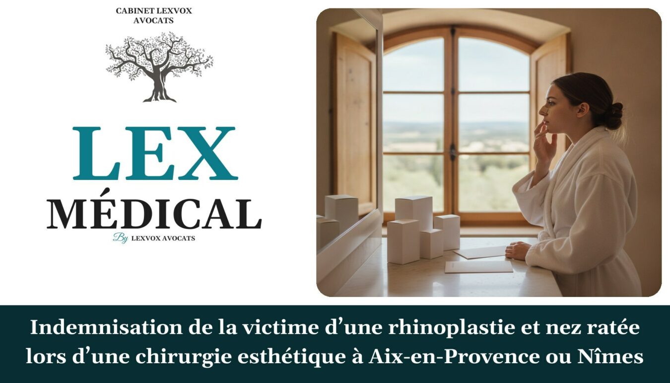 Indemnisation de la victime d’une rhinoplastie et nez ratée lors d’une chirurgie esthétique à Aix-en-Provence ou Nîmes — cabinet LEXVOX Avocats, Aix-en-Provence