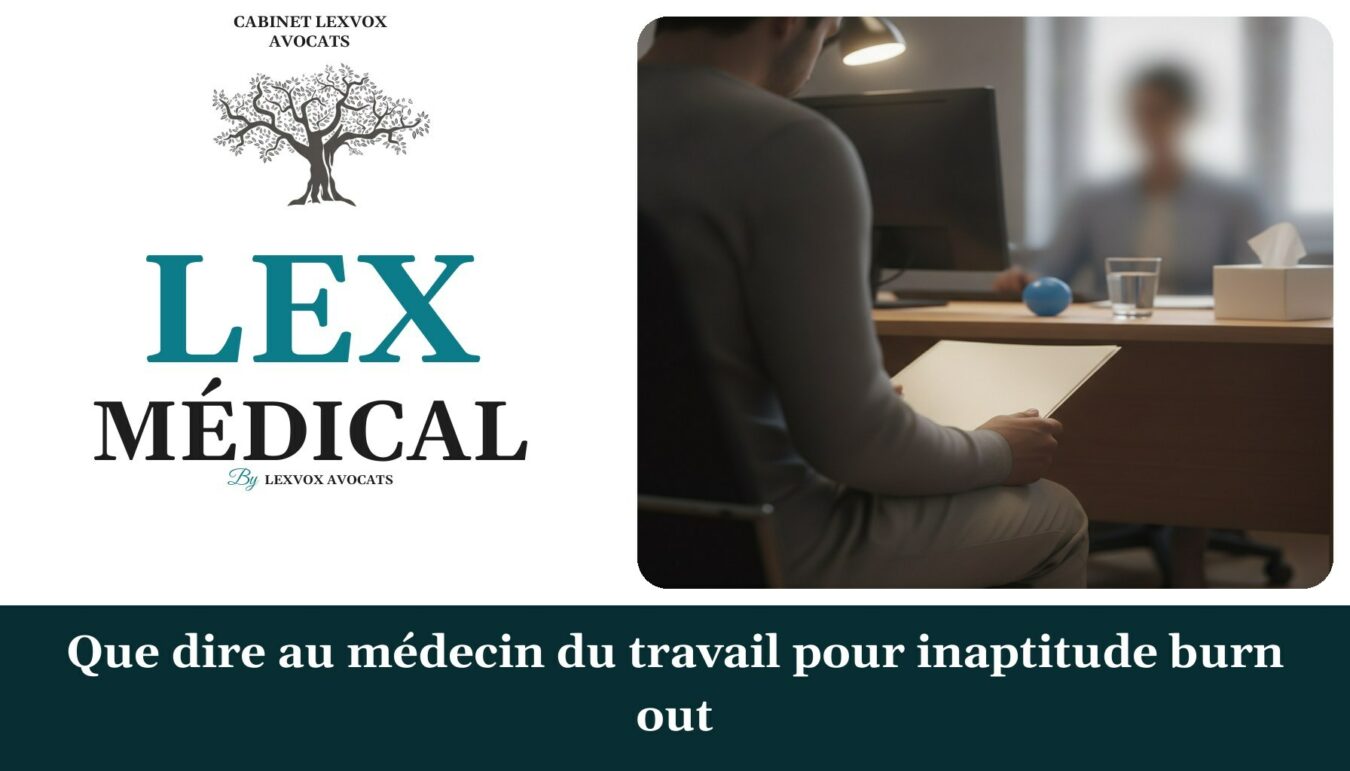 Que dire au médecin du travail pour inaptitude burn out — cabinet LEXVOX Avocats, Aix-en-Provence