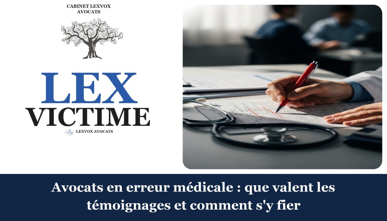 Avocats en erreur médicale : que valent les témoignages et comment s’y fier — cabinet LEXVOX Avocats, Aix-en-Provence