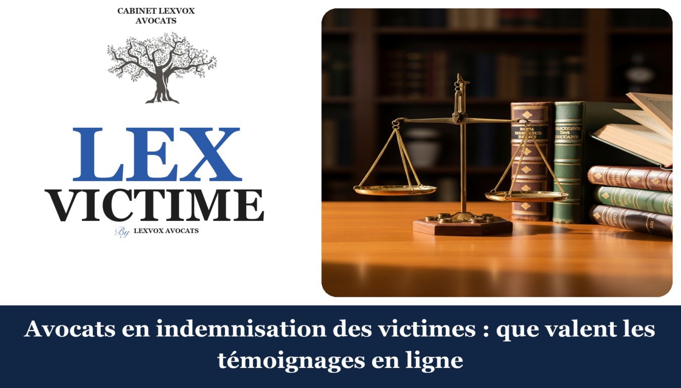 Avocats en indemnisation des victimes : que valent les témoignages en ligne — cabinet LEXVOX Avocats, Aix-en-Provence