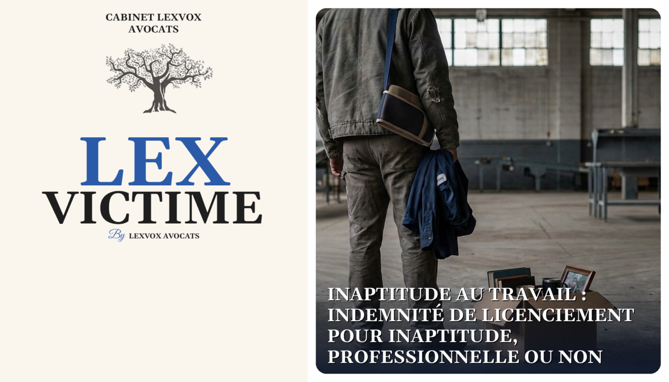 Inaptitude au travail : indemnité de licenciement pour inaptitude, professionnelle ou non